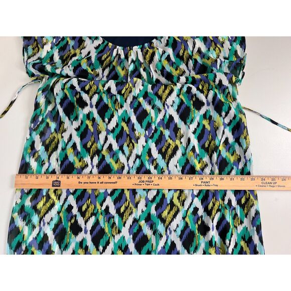 Merona Women's Multicolor Print Knee Length Dress Tie Belt Polyester Size L - Picture 8 of 12